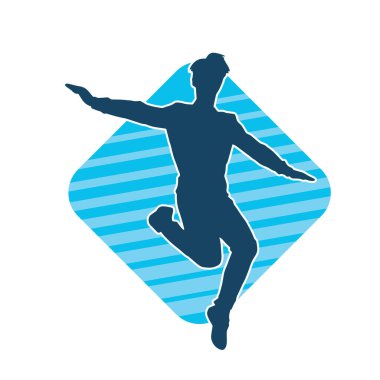 Hareket halindeki bir erkek dansçının silueti. Dans eden zayıf bir adamın silueti..