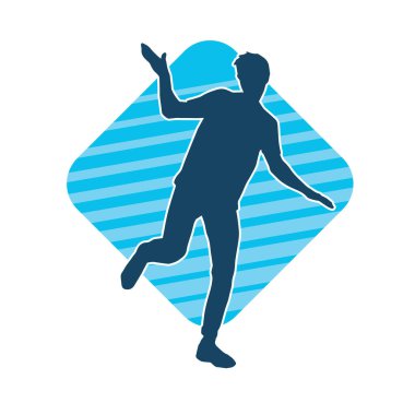 Hareket halindeki bir erkek dansçının silueti. Dans eden zayıf bir adamın silueti..