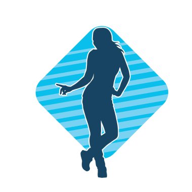 Hareketli bir kadın dansçının silueti. Dans eden zayıf bir kadının silueti..