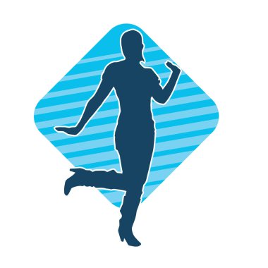 Hareketli bir kadın dansçının silueti. Dans eden zayıf bir kadının silueti..