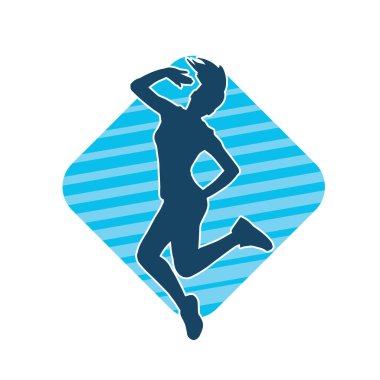 Hareketli bir kadın dansçının silueti. Dans eden zayıf bir kadının silueti..