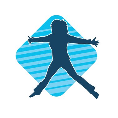 Hareketli bir kadın dansçının silueti. Dans eden zayıf bir kadının silueti..