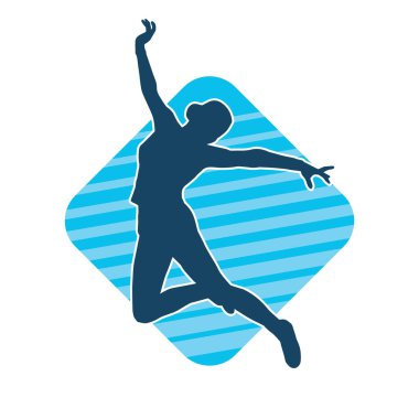 Hareketli bir kadın dansçının silueti. Dans eden zayıf bir kadının silueti..