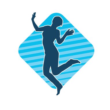 Hareketli bir kadın dansçının silueti. Dans eden zayıf bir kadının silueti..