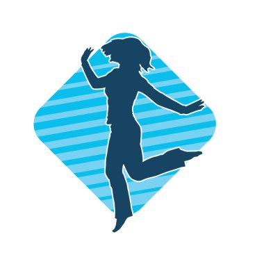 Hareketli bir kadın dansçının silueti. Dans eden zayıf bir kadının silueti..