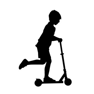 Bir çocuk silueti otomatik oyuncak bir araca biner..