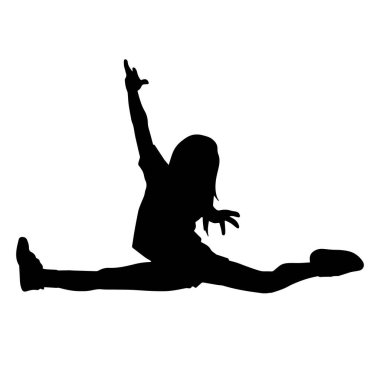 Hareketli bir kadın dansçının silueti. Dans eden zayıf bir kadının silueti..