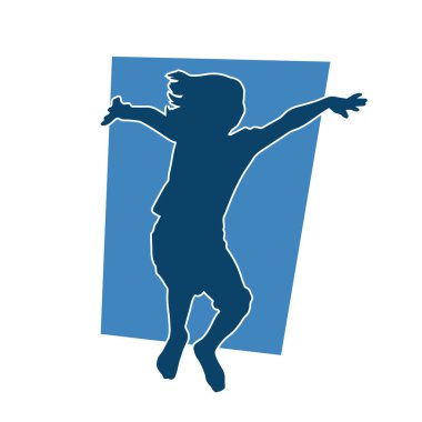 Hareketli bir kadın dansçının silueti. Dans eden zayıf bir kadının silueti..