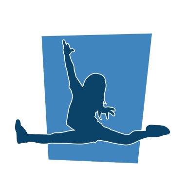 Hareketli bir kadın dansçının silueti. Dans eden zayıf bir kadının silueti..