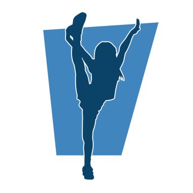 Hareketli bir kadın dansçının silueti. Dans eden zayıf bir kadının silueti..