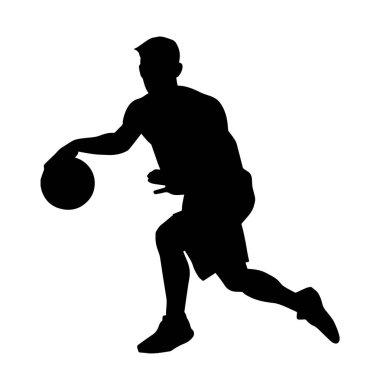 Basket oyuncusunun silueti hareket halinde. Kadın bir basket atleti silueti..