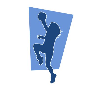 Basket oyuncusunun silueti hareket halinde. Kadın bir basket atleti silueti..