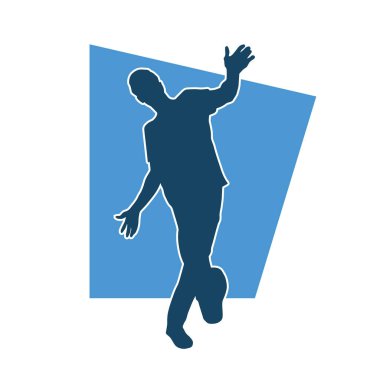 Hareket halindeki bir erkek dansçının silueti. Dans eden zayıf bir adamın silueti..