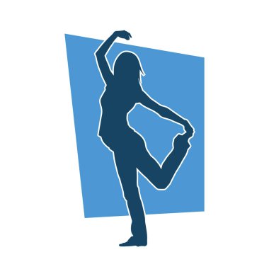 Hareketli bir kadın dansçının silueti. Dans eden zayıf bir kadının silueti..