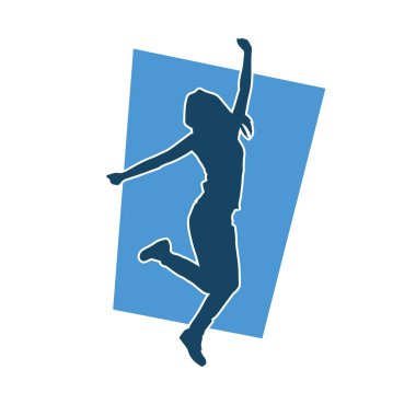 Hareketli bir kadın dansçının silueti. Dans eden zayıf bir kadının silueti..