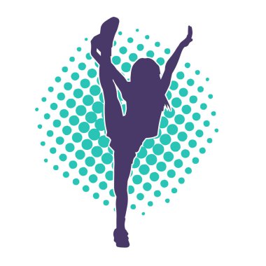 Hareketli bir kadın dansçının silueti. Dans eden zayıf bir kadının silueti..