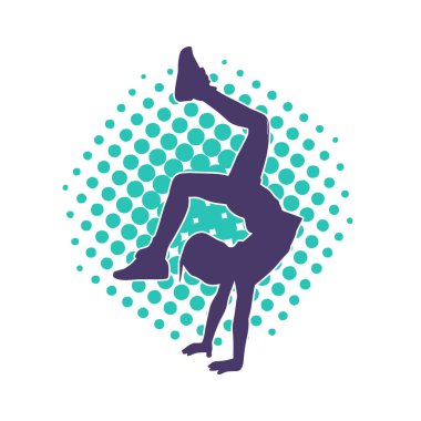 Dans eden ve amuda kalkma pozu veren genç bir kızın silueti. 