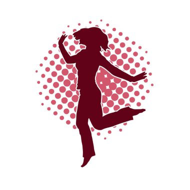 Hareketli bir kadın dansçının silueti. Dans eden zayıf bir kadının silueti..