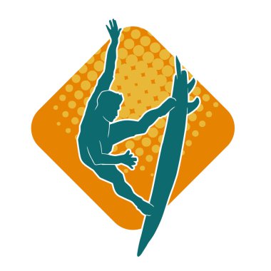 Sörf tahtasında sörf yapan bir erkeğin silueti. Sörf tahtasında gezen bir adamın silüeti..