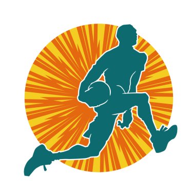 Basket oyuncusunun silueti hareket halinde. Bir erkek basket topu atleti silueti..