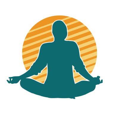 Meditasyon pozunda oturan bir kadının silüeti..