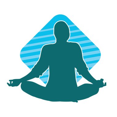 Meditasyon pozunda oturan bir kadının silüeti..