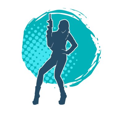 Makineli tüfek taşıyan bir kadın savaşçının silueti.