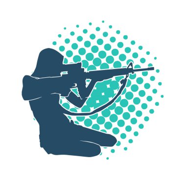 Makineli tüfek taşıyan bir kadın savaşçının silueti.