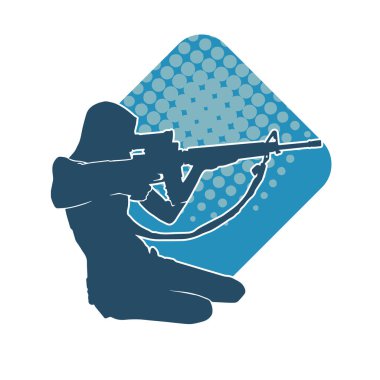 Makineli tüfek taşıyan kadın savaşçının silueti.. 