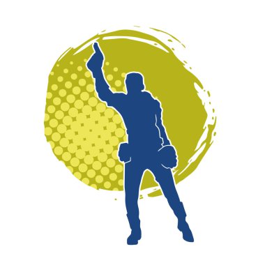 Kurşungeçirmez yelek giyen ve tabanca taşıyan bir kadın özel kuvvet polisinin silüeti..