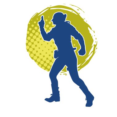 Kurşungeçirmez yelek giyen ve tabanca taşıyan bir kadın özel kuvvet polisinin silüeti..