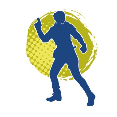 Kurşungeçirmez yelek giyen ve tabanca taşıyan bir kadın özel kuvvet polisinin silüeti..