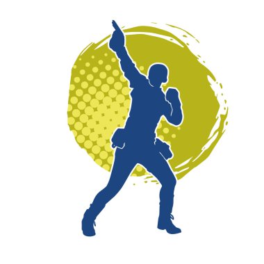 Kurşungeçirmez yelek giyen ve tabanca taşıyan bir kadın özel kuvvet polisinin silüeti..