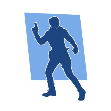 Kurşungeçirmez yelek giyen ve tabanca taşıyan bir kadın özel kuvvet polisinin silüeti..