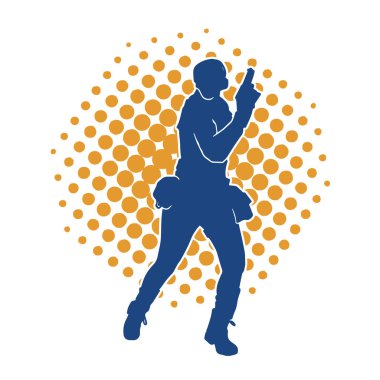 Kurşungeçirmez yelek giyen ve tabanca taşıyan bir kadın özel kuvvet polisinin silüeti..