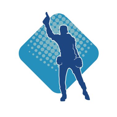 Kurşungeçirmez yelek giyen ve tabanca taşıyan bir kadın özel kuvvet polisinin silüeti..