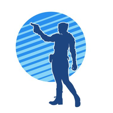 Kurşungeçirmez yelek giyen ve tabanca taşıyan bir kadın özel kuvvet polisinin silüeti..