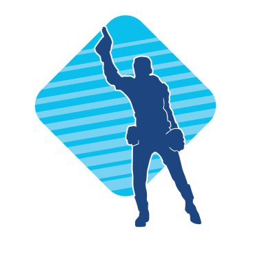 Kurşungeçirmez yelek giyen ve tabanca taşıyan bir kadın özel kuvvet polisinin silüeti..