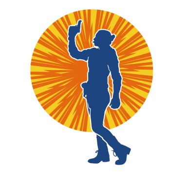 Kurşungeçirmez yelek giyen ve tabanca taşıyan bir kadın özel kuvvet polisinin silüeti..