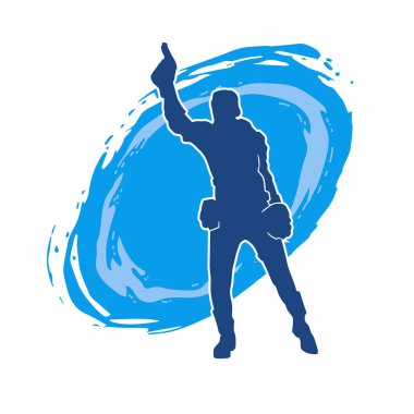 Kurşungeçirmez yelek giyen ve tabanca taşıyan bir kadın özel kuvvet polisinin silüeti..