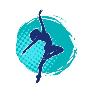 Hareketli bir kadın balerin silueti. Dans eden balerin kızın silueti..