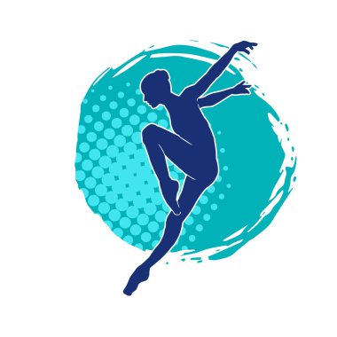 Hareketli bir kadın balerin silueti. Dans eden balerin kızın silueti..