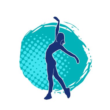 Hareketli bir kadın balerin silueti. Dans eden balerin kızın silueti..