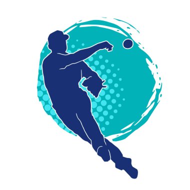 Beyzbol atıcısının silueti top atmaya hazır. Erkek beyzbol atıcısının silueti hareket halinde..