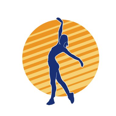 Hareketli bir kadın balerin silueti. Dans eden balerin kızın silueti..