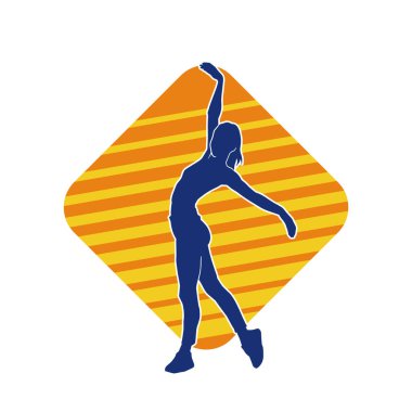 Hareketli bir kadın balerin silueti. Dans eden balerin kızın silueti..