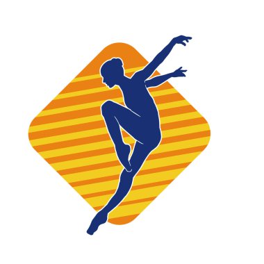 Hareketli bir kadın balerin silueti. Dans eden balerin kızın silueti..