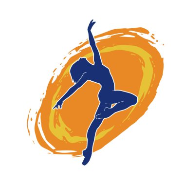 Hareketli bir kadın balerin silueti. Dans eden balerin kızın silueti..