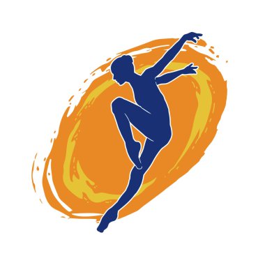 Hareketli bir kadın balerin silueti. Dans eden balerin kızın silueti..