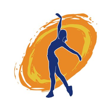 Hareketli bir kadın balerin silueti. Dans eden balerin kızın silueti..